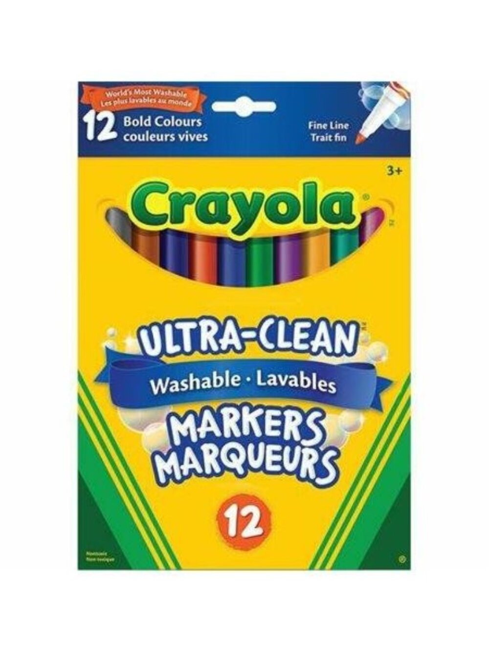 Crayola Washable Fine Line Markers Bold Colour (12ct ) New in Box Add-On Item